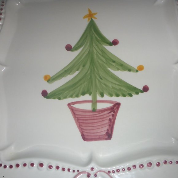 Unique Decorative Christmas / Holiday Large Cookie / Serving Plate Hand Painted - Picture 2 of 3